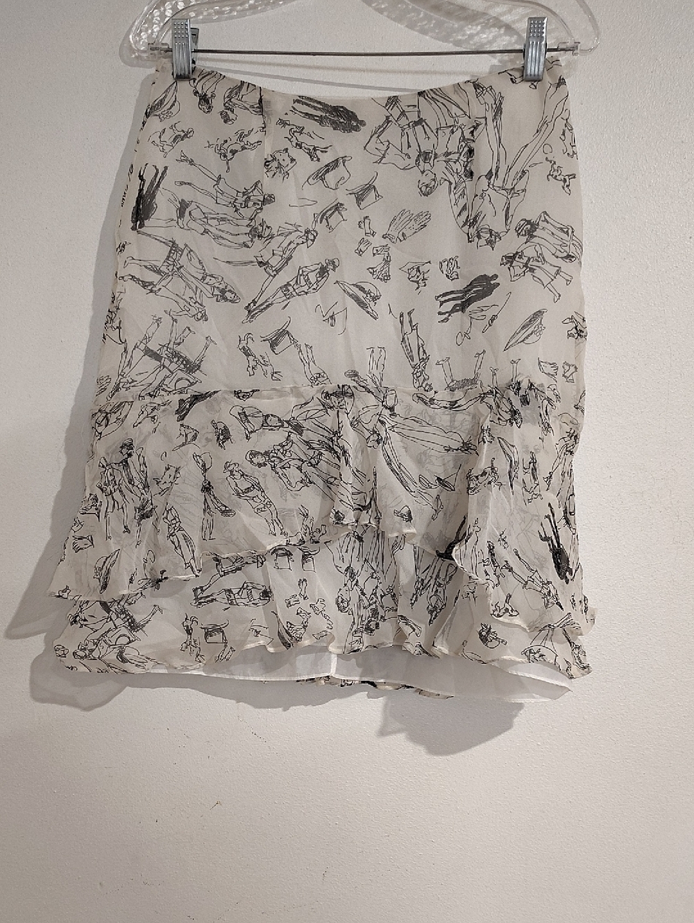 Women's Cream Ruffle Print Skirt